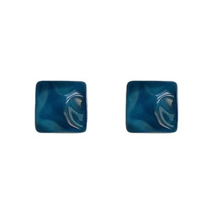 人之初曲梦唐嫣同款蓝色方形耳钉简约小巧耳环2026新款高级感复古