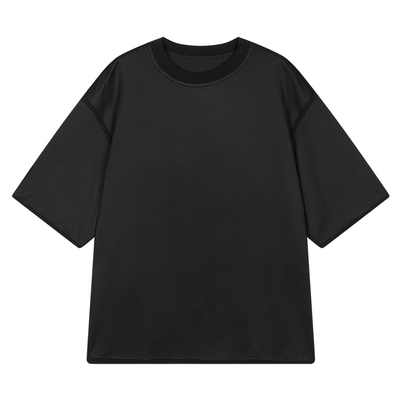 速写短袖T恤H型圆领长款