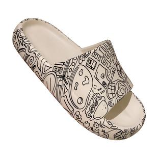 韩版ins潮个性涂鸦厚底凉拖鞋女夏家用外穿防滑软底时尚沙滩拖鞋