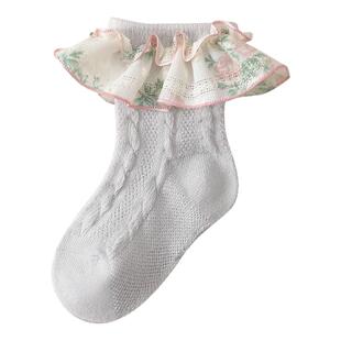 春秋婴儿蕾丝花边袜子夏白色宝宝袜网眼袜洛丽塔短袜小腿袜堆堆袜