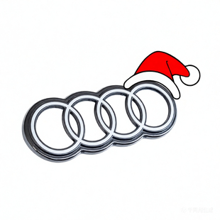财神帽小红帽适用于奥迪后车标保时捷圣诞树汽车贴纸贴2026装饰贴