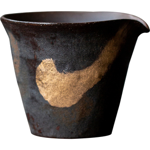 三点水柴烧彩金公道杯复古高档家用陶瓷茶海分茶器功夫茶具零配件