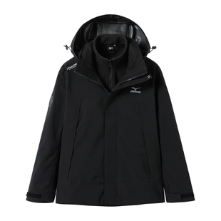 Mizuno/美津浓户外三合一防风防水冲锋衣外套徒步男款登山服男士