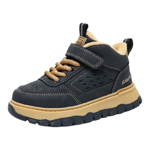 双星男童鞋子2025秋冬新款皮面防水儿童运动鞋男孩冬季加绒二棉鞋