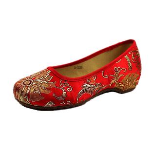 老北京布鞋绣花女单鞋民族丝绸缎面内增高新娘春秋大码41透气包邮