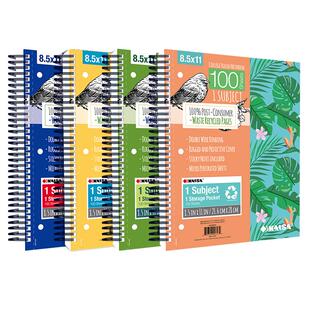 【五科目送荧光贴】凯萨KAISA 星宇限定款美式笔记本五科目3孔双线圈本160张A4横线大学生考研学习分栏易撕线