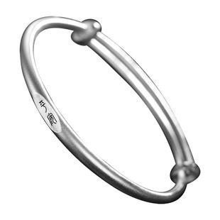 九乐999足银宝宝手镯平安喜乐古法银手镯女婴儿周岁镯子儿童银镯