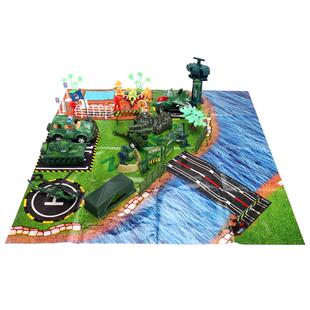 JEU旧义三军海陆空军事小兵人玩具打仗士兵小人战争沙盘场景套装