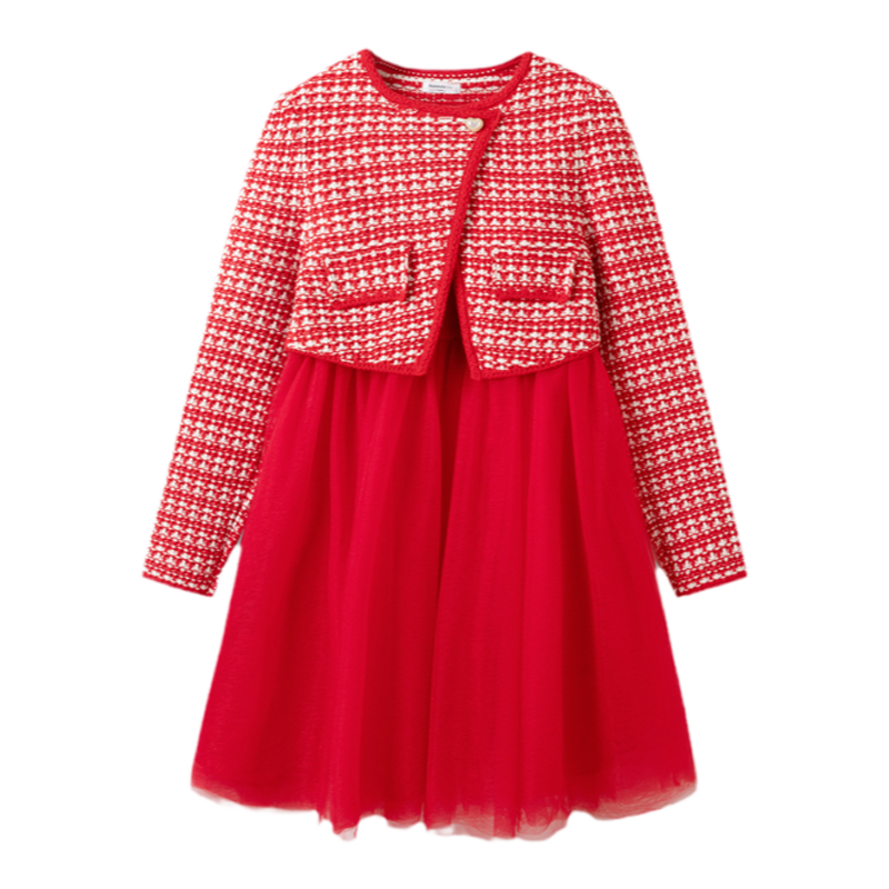 巴拉巴拉童装儿童公主连衣裙中大童网纱裙女童春秋装洋气小香风甜