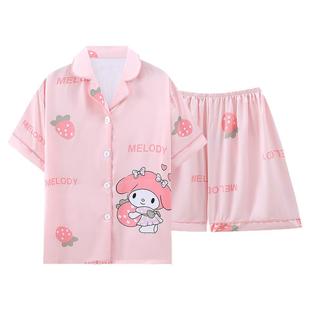 chiikawa女中大童冰丝睡衣夏季薄款短袖女孩初中生可爱家居服套装