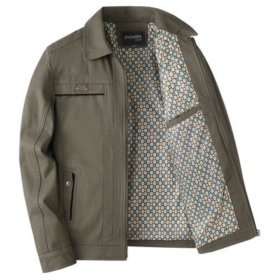 【100%棉】男士翻领纯棉夹克外套