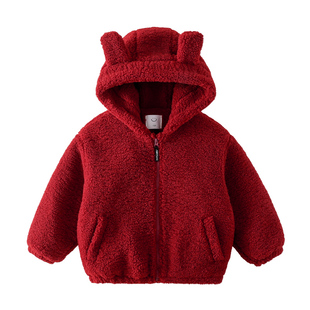 男童毛毛衣连帽外套冬季2025新款儿童加绒加厚时尚夹棉冬款上衣潮