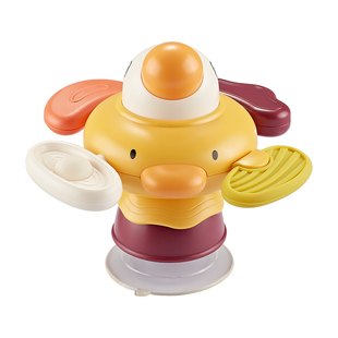 一口四家48h发货萌鸭吸盘转转乐餐桌玩具坐车宝手指玩具0-2岁宝宝