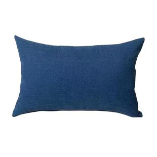 加厚亚麻纯色靠枕长方形沙发椅子护腰靠垫办公室靠背抱枕套含芯