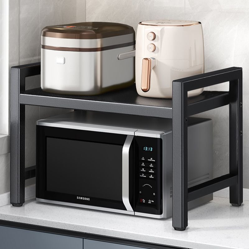 可伸缩厨房置物架微波炉烤箱台面支架家用收纳双层桌面架子电饭锅