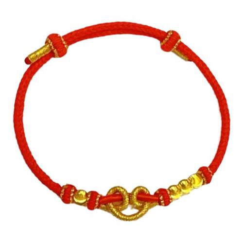 红色年轮2025本命年黄金手链心愿守护绳年年有鱼钱多多红绳小金鱼