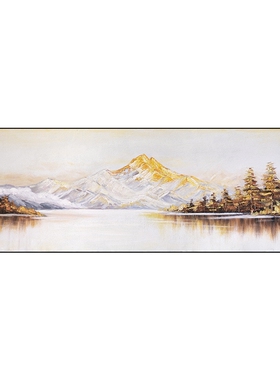 忒派客厅山水装饰画《金色山水》高级感简约现代挂画手绘肌理油画