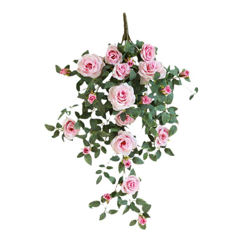 仿真玫瑰壁挂花绿植装饰假花藤条