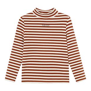 RBIGX瑞比克童装冬季新款百搭潮流韩版贵族洋气条纹撞色半高领T恤
