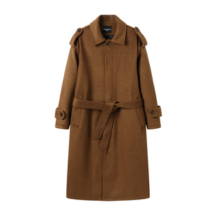 白口阳【雾都战壕】战壕风棕褐色加厚呢子大衣男咖色质感冬季外套