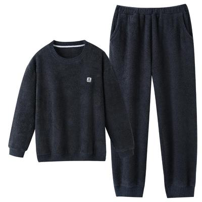 睡衣男士冬季半边绒加厚家居服