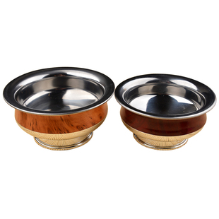 藏式供水碗不锈钢碗家用饭碗高脚民族风糌粑碗酥油茶碗糍粑碗双色