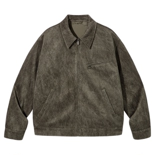 PSO Brand男装女装【绒感肌理】Pra风美式翻领拉链夹克外套百搭