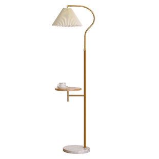 百褶落地灯客厅卧室床头法式复古高级感沙发旁边茶几带桌充电台灯