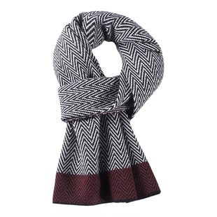 恒源祥高档山羊绒围巾男士韩版百搭格子针织围脖男生高级生日礼物