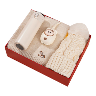 新年暖冬围巾伴手礼女生生日礼物送闺蜜女友围脖针织帽手套三件套