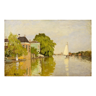 莫奈阿赫泰尔扎安的房屋横款风景高清印制精致客厅可定制装饰画