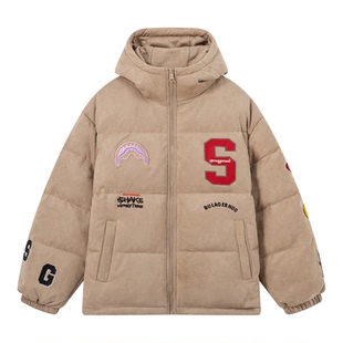 摇钱树联名SprayGround鲨鱼嘴刺绣羽绒服男女冬季加厚保暖外套