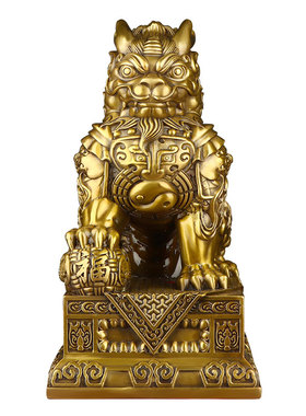 铜宗铜源黄铜祝福玄关麒麟一对