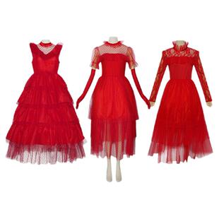万圣节甲壳虫汁莉迪亚红色纱裙cosplay表演服阴间大法师COS演出服