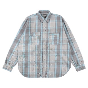 现货 BOWWOW PAINTERS PAINT STAINED FLANNEL SHIRT油漆格纹衬衫