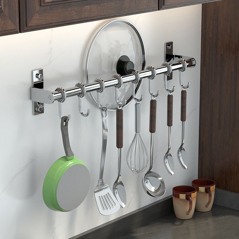 厨房置物架不锈钢挂钩锅铲勺子铲子壁挂式挂件刀架挂杆挂架免打孔