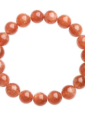 5A级金色太阳石圆珠手链金草莓晶手串橙日光石满色金太阳散珠手串