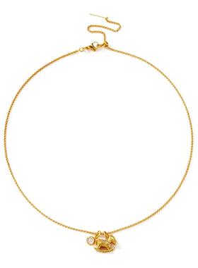 卡洛美星光木马项链女古法黄金摇摇木马锁骨链吊坠高级感气质颈链