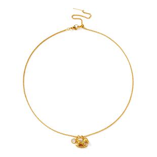 卡洛美星光木马项链女古法黄金摇摇木马锁骨链吊坠高级感气质颈链