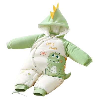 婴儿连体衣秋冬夹棉宝宝外出衣服