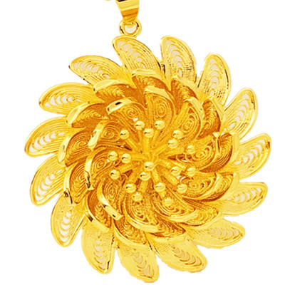 沙金玫瑰大花心形加长秋冬项链