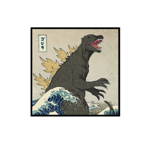 神奈川冲浪里日本浮世绘海浪挂画居酒屋餐厅日料店壁画客厅装饰画