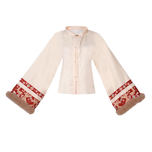 雪绒蝶新中式汉元素汉服女2025新款原创冬季加厚改良比甲日常套装