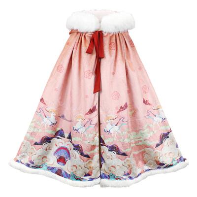 本格加厚汉服九色鹿斗篷女童秋冬