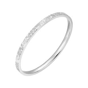 明牌珠宝足银碎冰冰手镯 素圈女款闪亮银镯子送妈妈礼物YBA1004