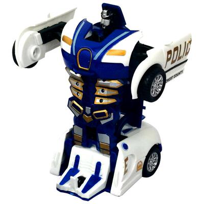 变形玩具撞击小汽车机器人警车