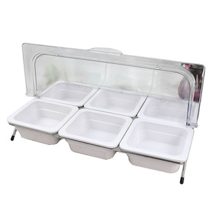 火锅店调料台小料小吃盒密胺分格水果盘带盖自助餐酱料小菜展示盒