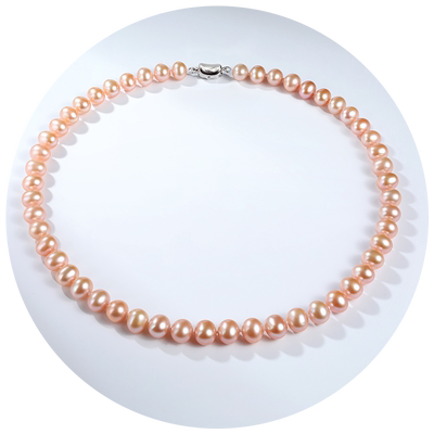 黛米S925银近圆形无核淡水珠项链