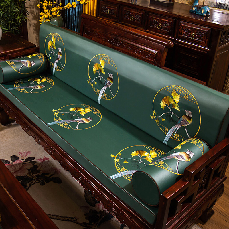 L中式科技布沙发垫四季通用布艺刺绣现代坐垫简约沙发套罩巾
