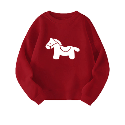 马年新年亲子装加绒卫衣一家三口